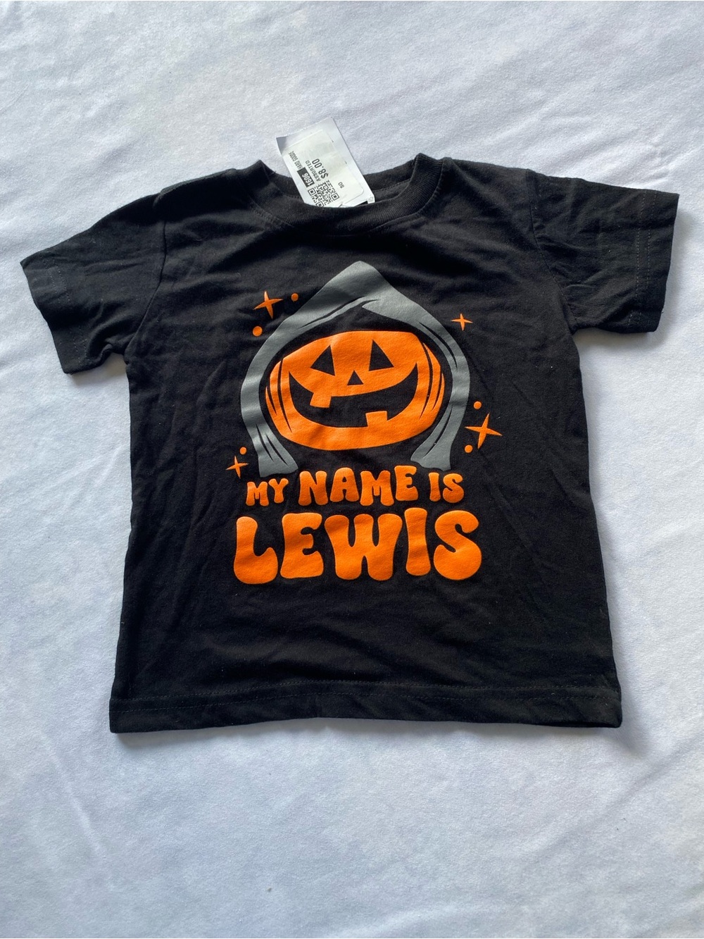 New 18 Months “My Name is Lewis” Pumpkin Black Halloween T-shirt
